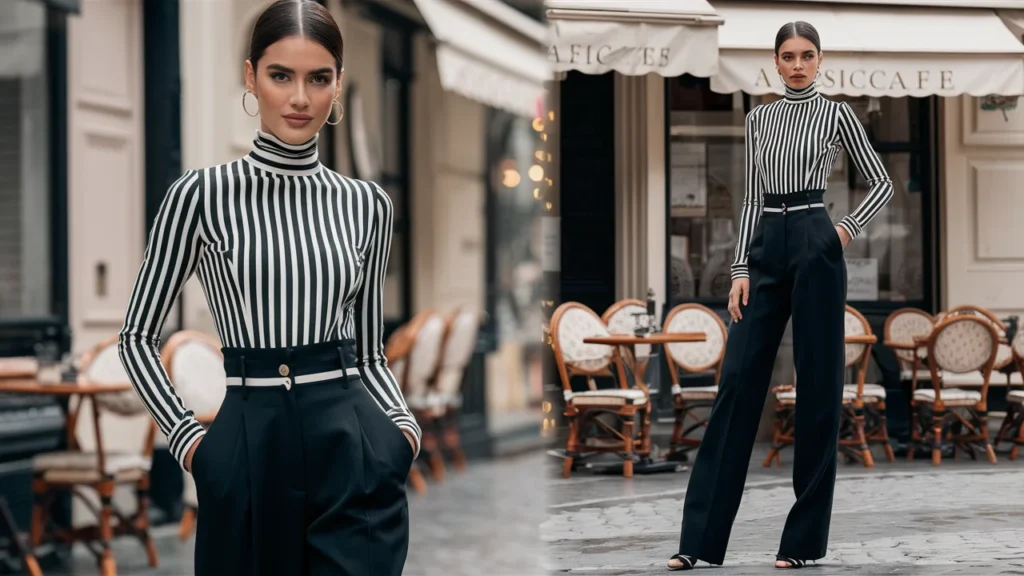 Parisian-Inspired Striped Top Trousers